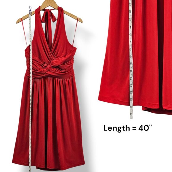 Jones New York Red Halter Dress Size 14 Cocktail Party Monroe Christmas Holiday - Picture 10 of 10